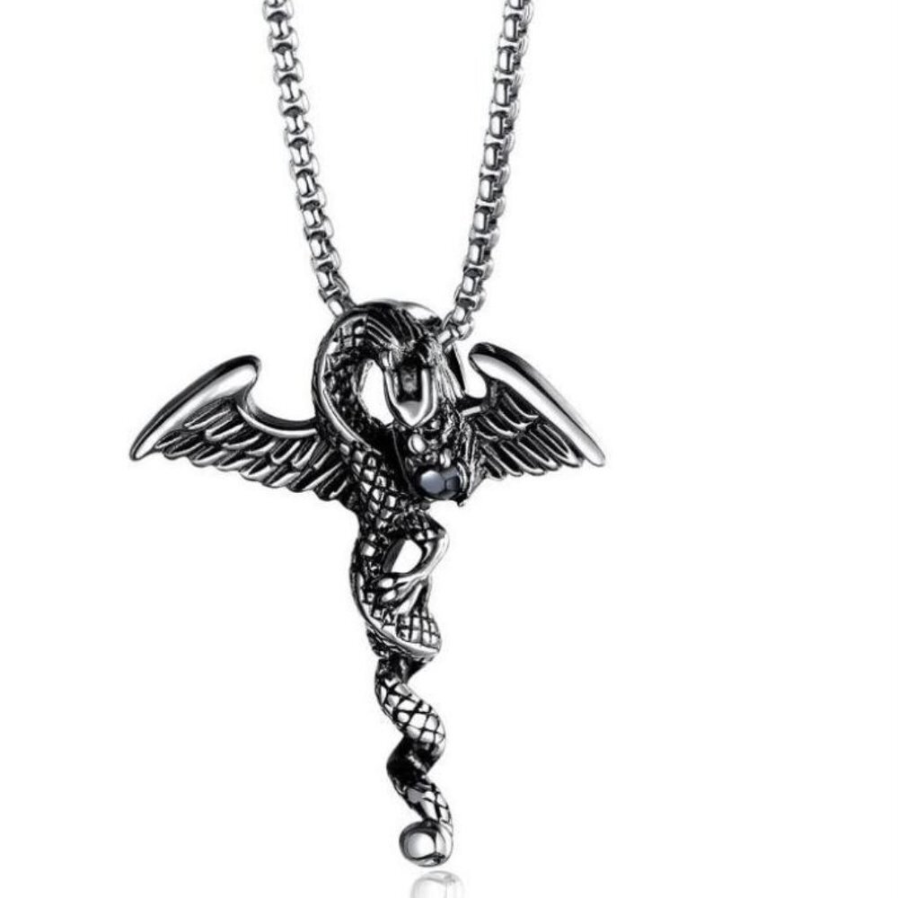 ❤️Stainless steel rhinestone dragon Necklace, N90201P137